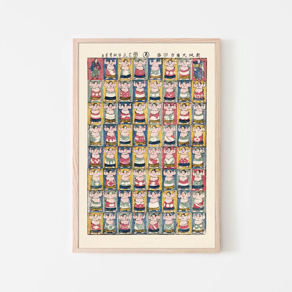 Sumo Wrestlers (1852)-by-utagawa Yoshikazu-wall-art-print-canvas-poster-framed-Gioia