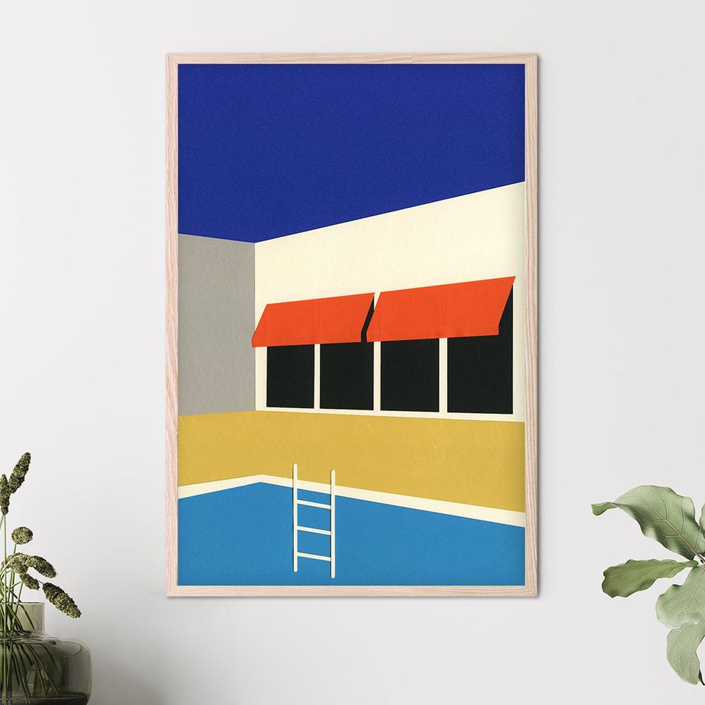Sunny Poolside Architecture-by-Rosi Feist-wall-art-print-canvas-poster-framed-Gioia