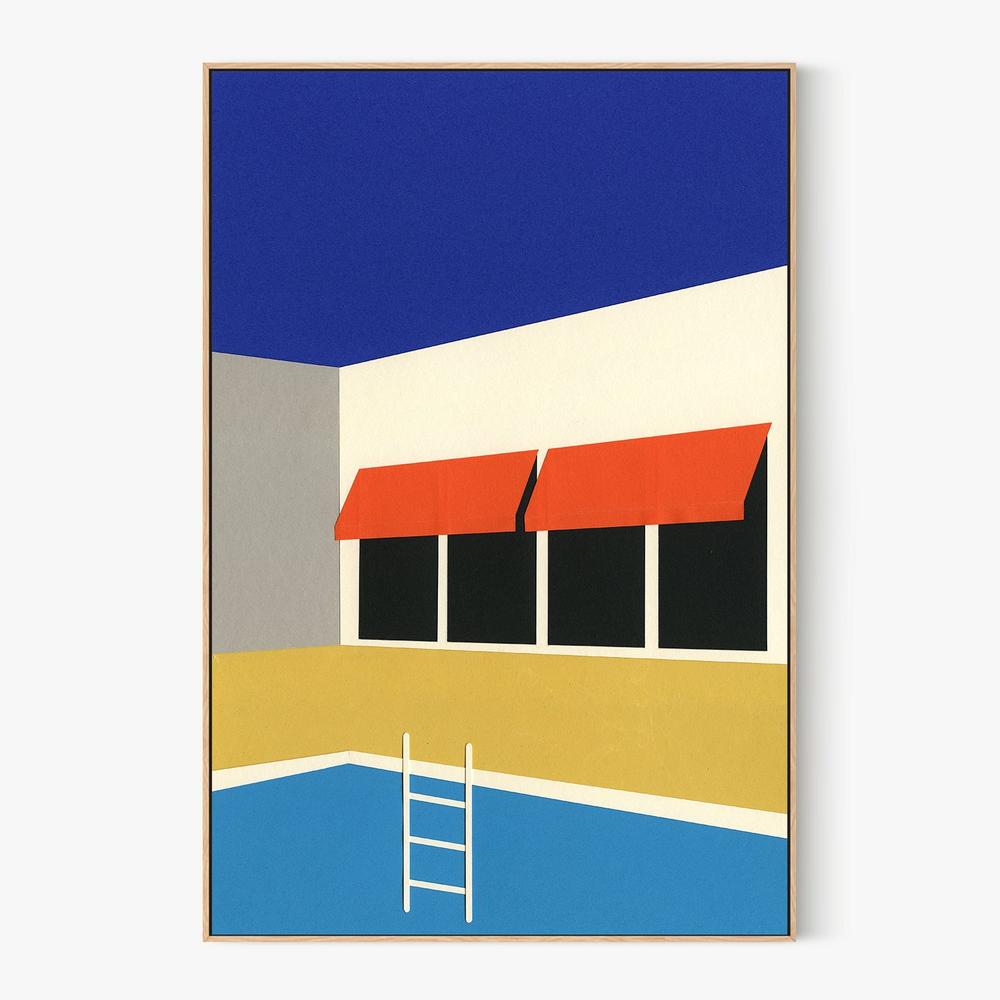 Sunny Poolside Architecture-by-Rosi Feist-wall-art-print-canvas-poster-framed-Gioia