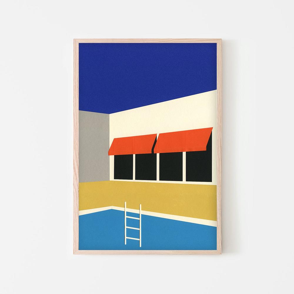 Sunny Poolside Architecture-by-Rosi Feist-wall-art-print-canvas-poster-framed-Gioia