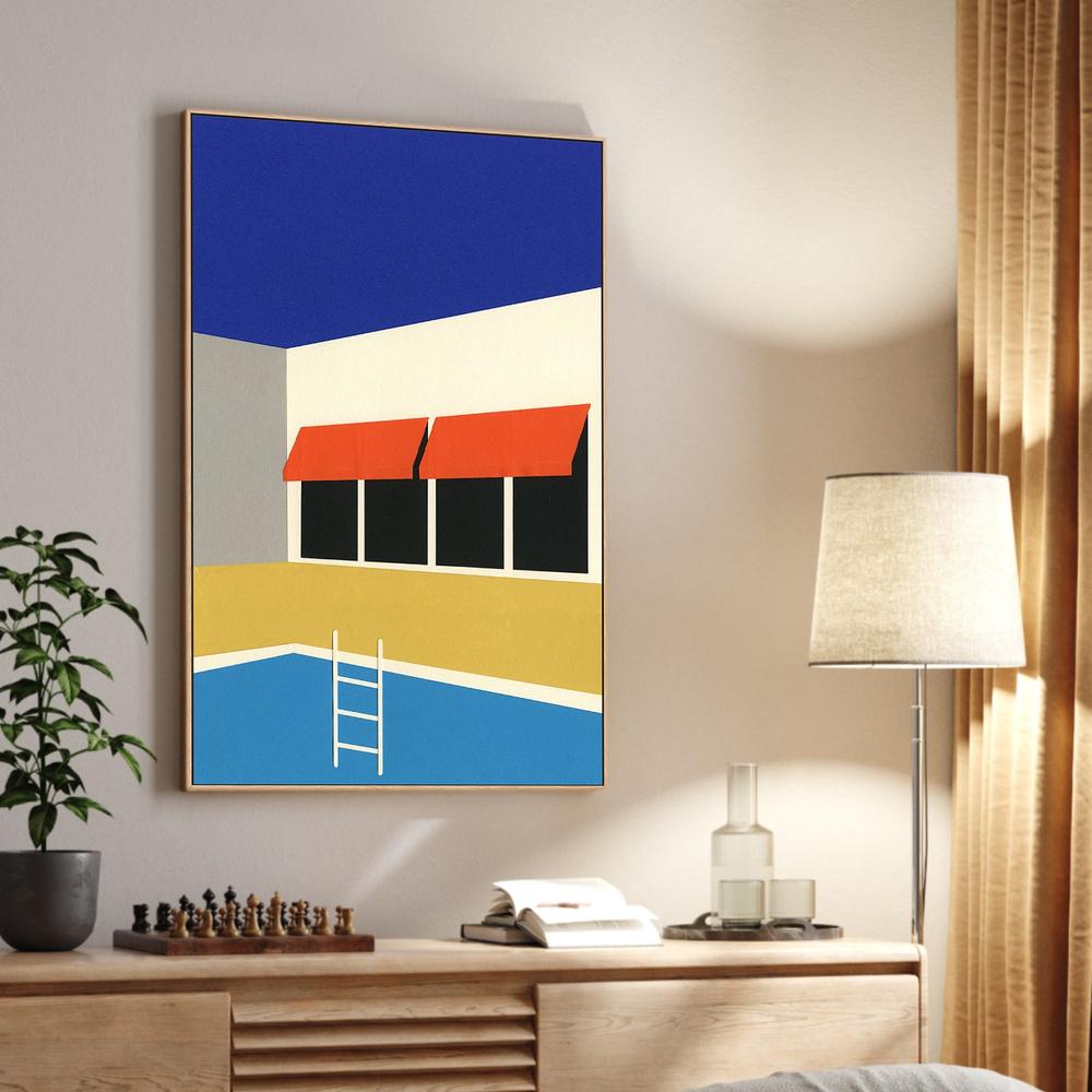 Sunny Poolside Architecture-by-Rosi Feist-wall-art-print-canvas-poster-framed-Gioia