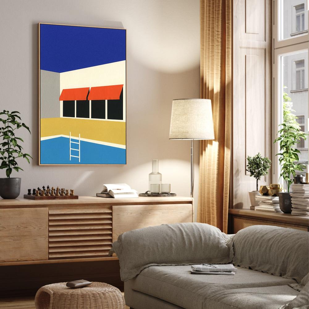Sunny Poolside Architecture-by-Rosi Feist-wall-art-print-canvas-poster-framed-Gioia