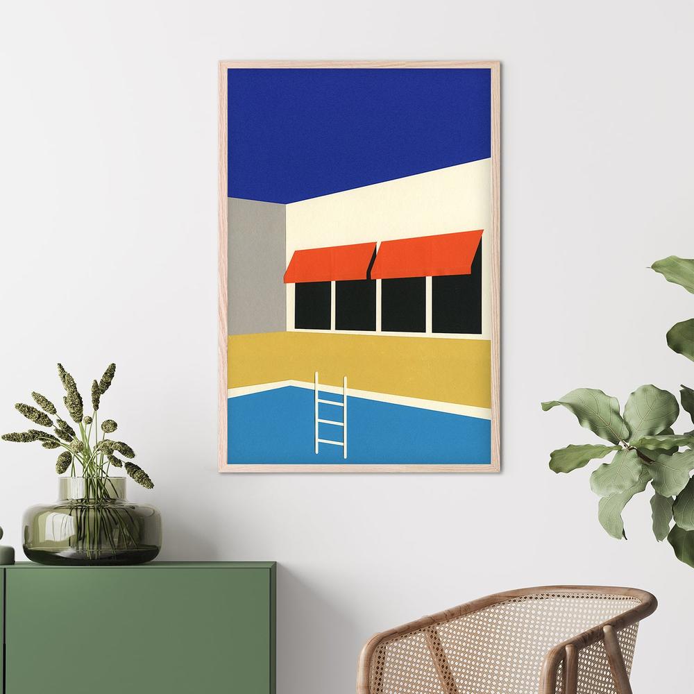 Sunny Poolside Architecture-by-Rosi Feist-wall-art-print-canvas-poster-framed-Gioia