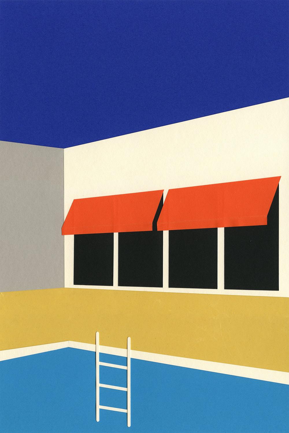 Sunny Poolside Architecture-by-Rosi Feist-wall-art-print-canvas-poster-framed-Gioia
