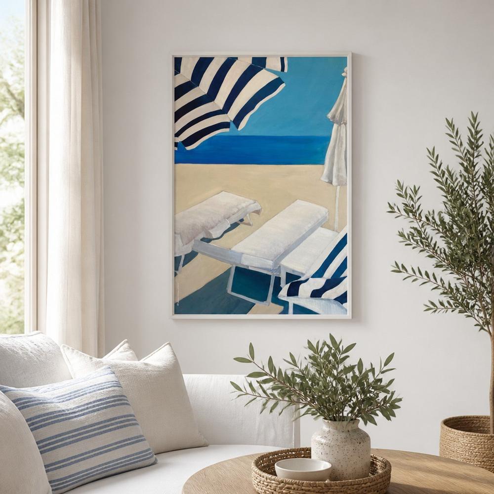 Sunny Striped Beach-by-Alex Nereuta-wall-art-print-canvas-poster-framed-Gioia
