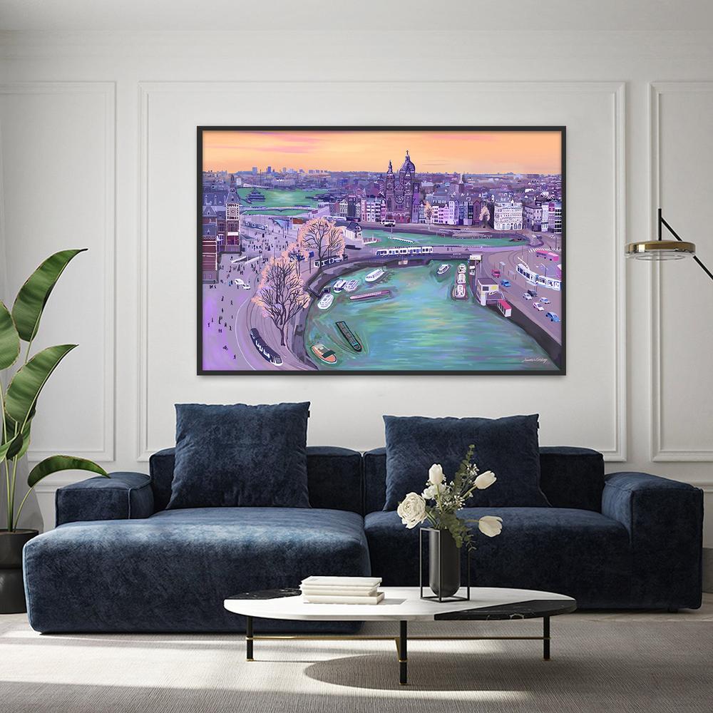 Sunrisein Amsterdam-by-Emma Forsberg-wall-art-print-canvas-poster-framed-Gioia