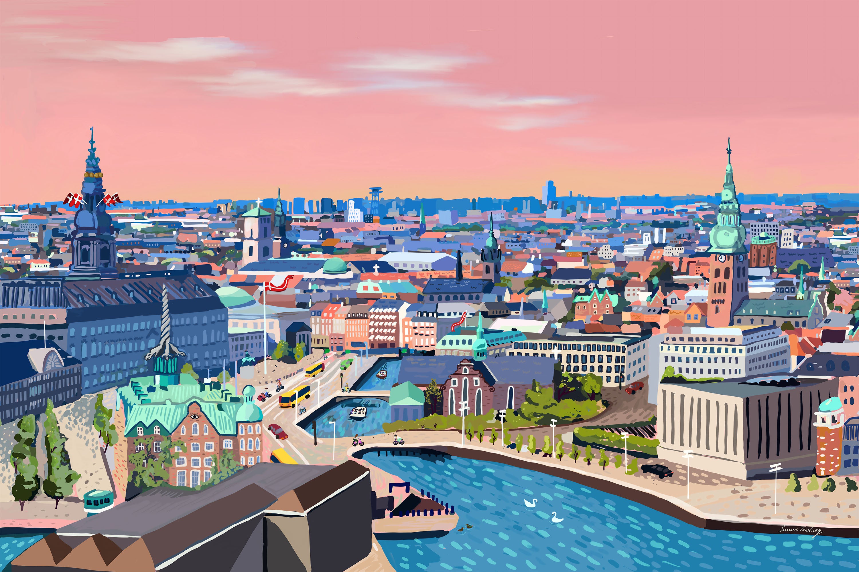 SunriseIn Copenhagen-by-Emma Forsberg-wall-art-print-canvas-poster-framed-Gioia