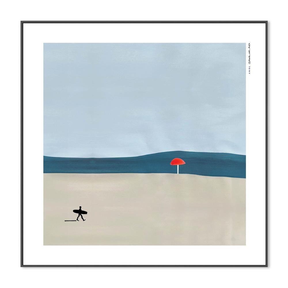 Surfer Beach Umbrella-by-Alex Nereuta-wall-art-print-canvas-poster-framed-Gioia