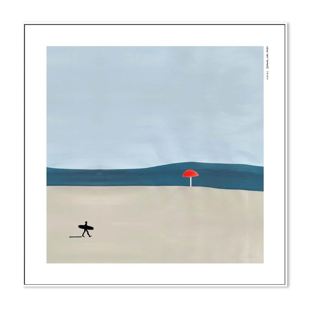Surfer Beach Umbrella-by-Alex Nereuta-wall-art-print-canvas-poster-framed-Gioia