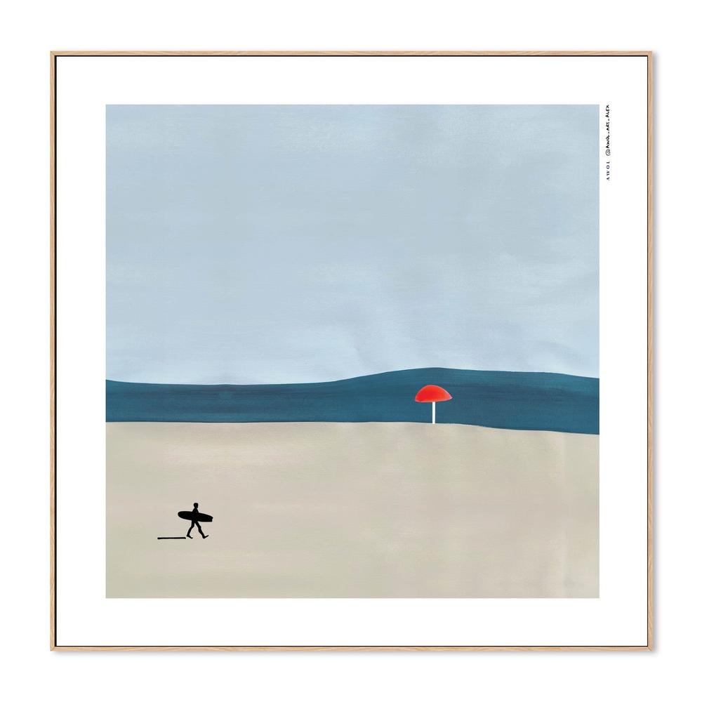 Surfer Beach Umbrella-by-Alex Nereuta-wall-art-print-canvas-poster-framed-Gioia