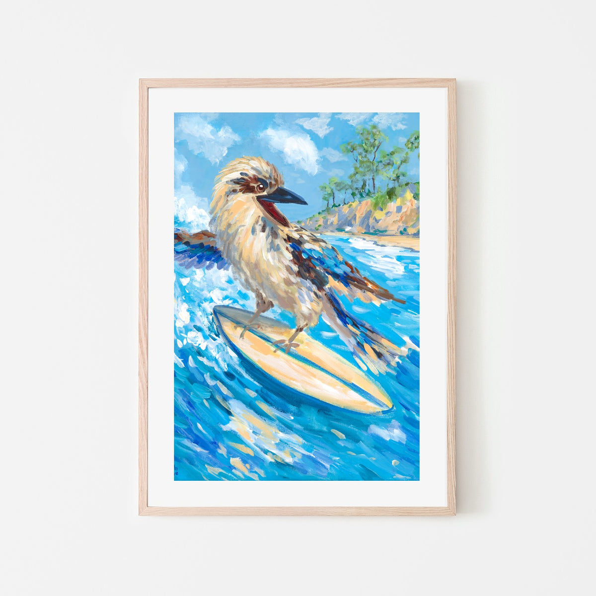 Surfing Kookaburra-by-Meredith Howse-wall-art-print-canvas-poster-framed-Gioia