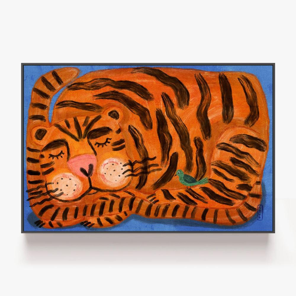 Sweet Sleeping Tiger-by-Dirkie Nell-wall-art-print-canvas-poster-framed-Gioia