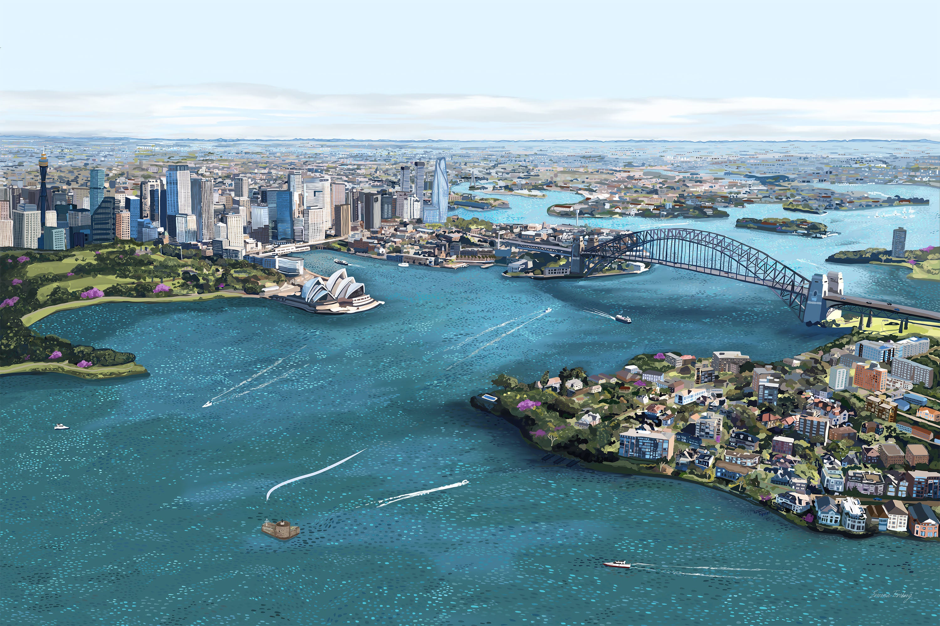 Sydney Harbour-by-Emma Forsberg-wall-art-print-canvas-poster-framed-Gioia