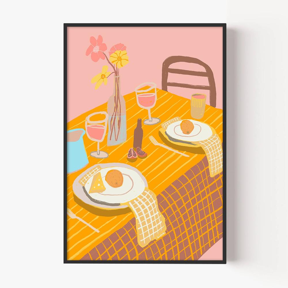 Table Setting Pink-by-Sharyn Bursic-wall-art-print-canvas-poster-framed-Gioia