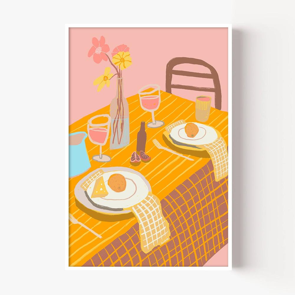 Table Setting Pink-by-Sharyn Bursic-wall-art-print-canvas-poster-framed-Gioia