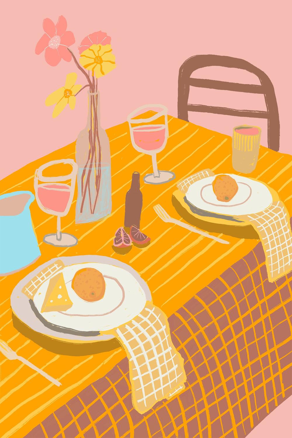 Table Setting Pink-by-Sharyn Bursic-wall-art-print-canvas-poster-framed-Gioia