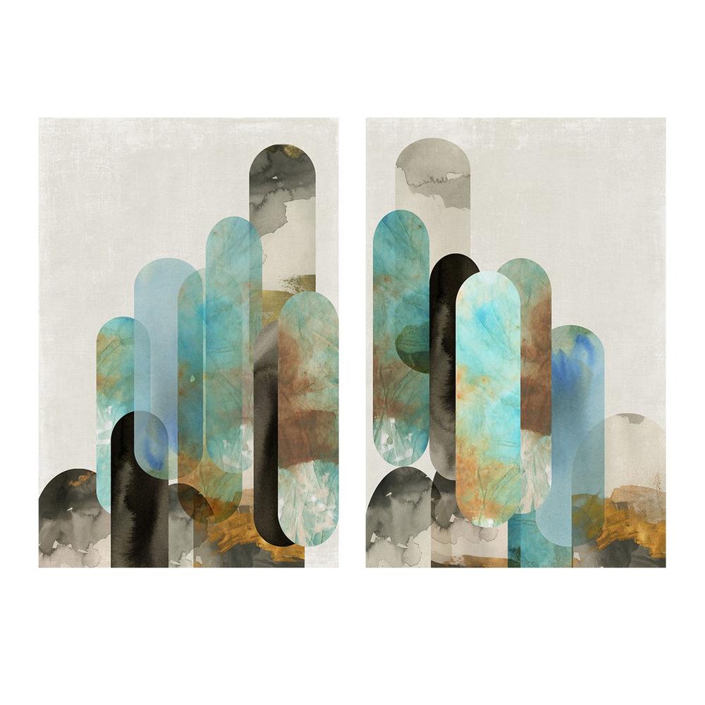 Teal Arches, Style A & B, Set Of 2-by-Tom Reeves-wall-art-print-canvas-poster-framed-Gioia