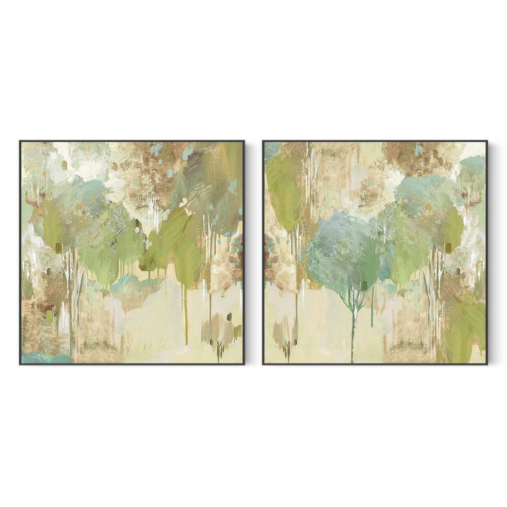Teal Forest , Style A & B , Set Of 2-by-Lera-wall-art-print-canvas-poster-framed-Gioia