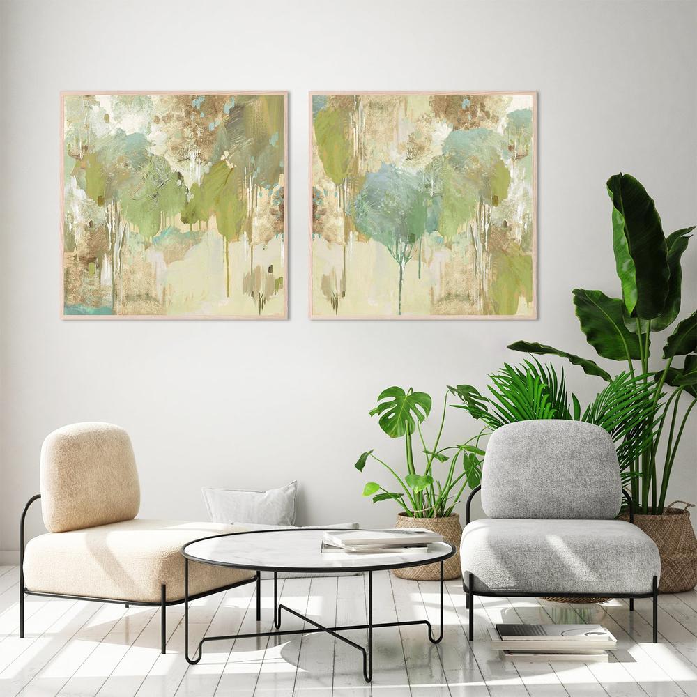 Teal Forest , Style A & B , Set Of 2-by-Lera-wall-art-print-canvas-poster-framed-Gioia