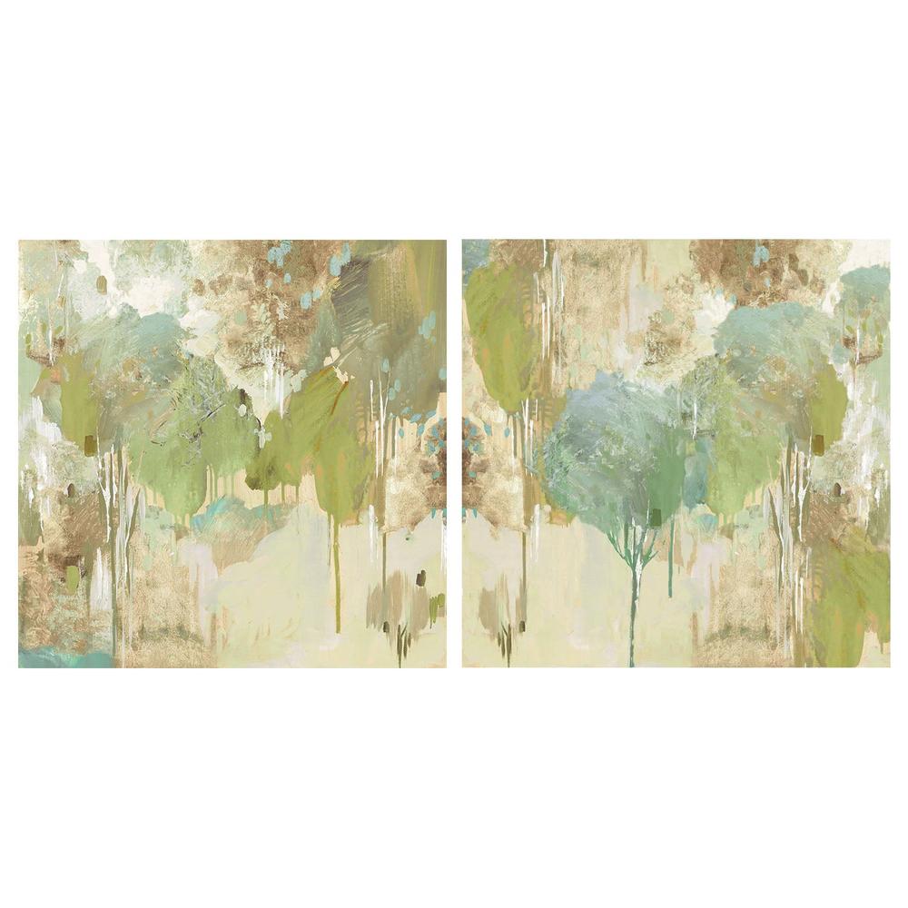Teal Forest , Style A & B , Set Of 2-by-Lera-wall-art-print-canvas-poster-framed-Gioia