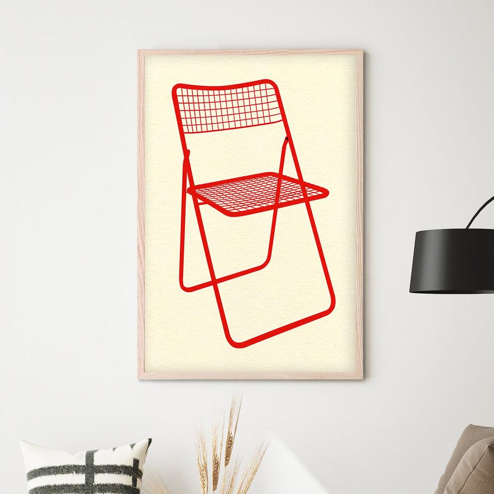 Ted Net Chair Red-by-Rosi Feist-wall-art-print-canvas-poster-framed-Gioia