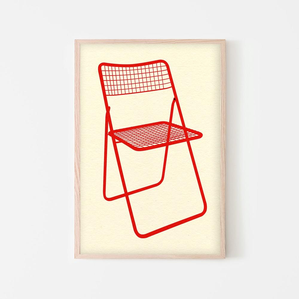 Ted Net Chair Red-by-Rosi Feist-wall-art-print-canvas-poster-framed-Gioia