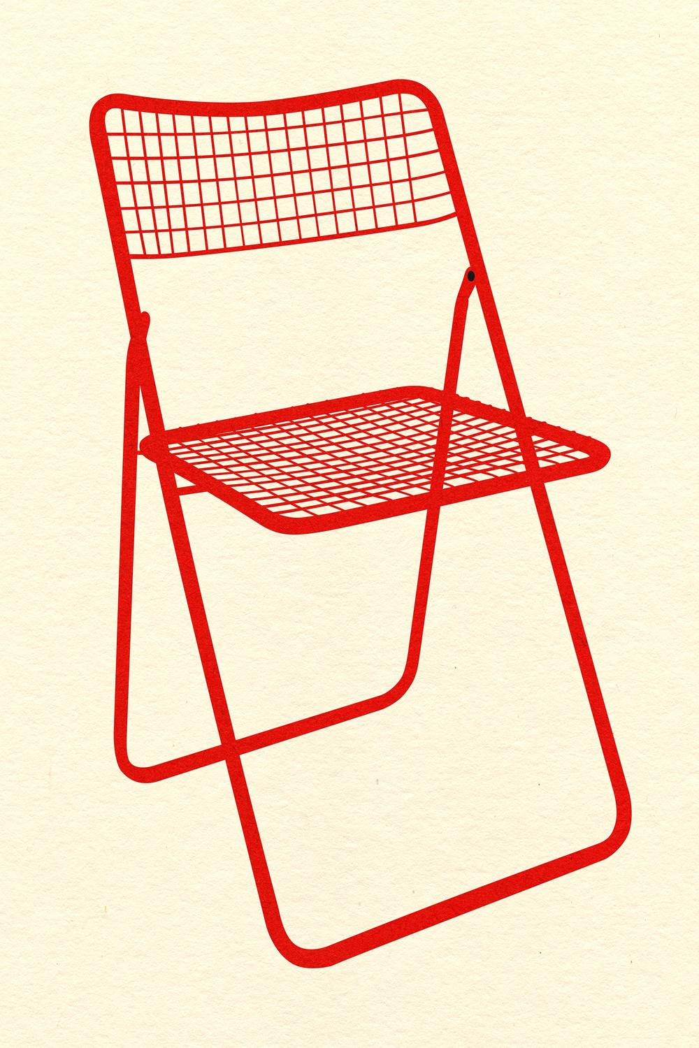 Ted Net Chair Red-by-Rosi Feist-wall-art-print-canvas-poster-framed-Gioia