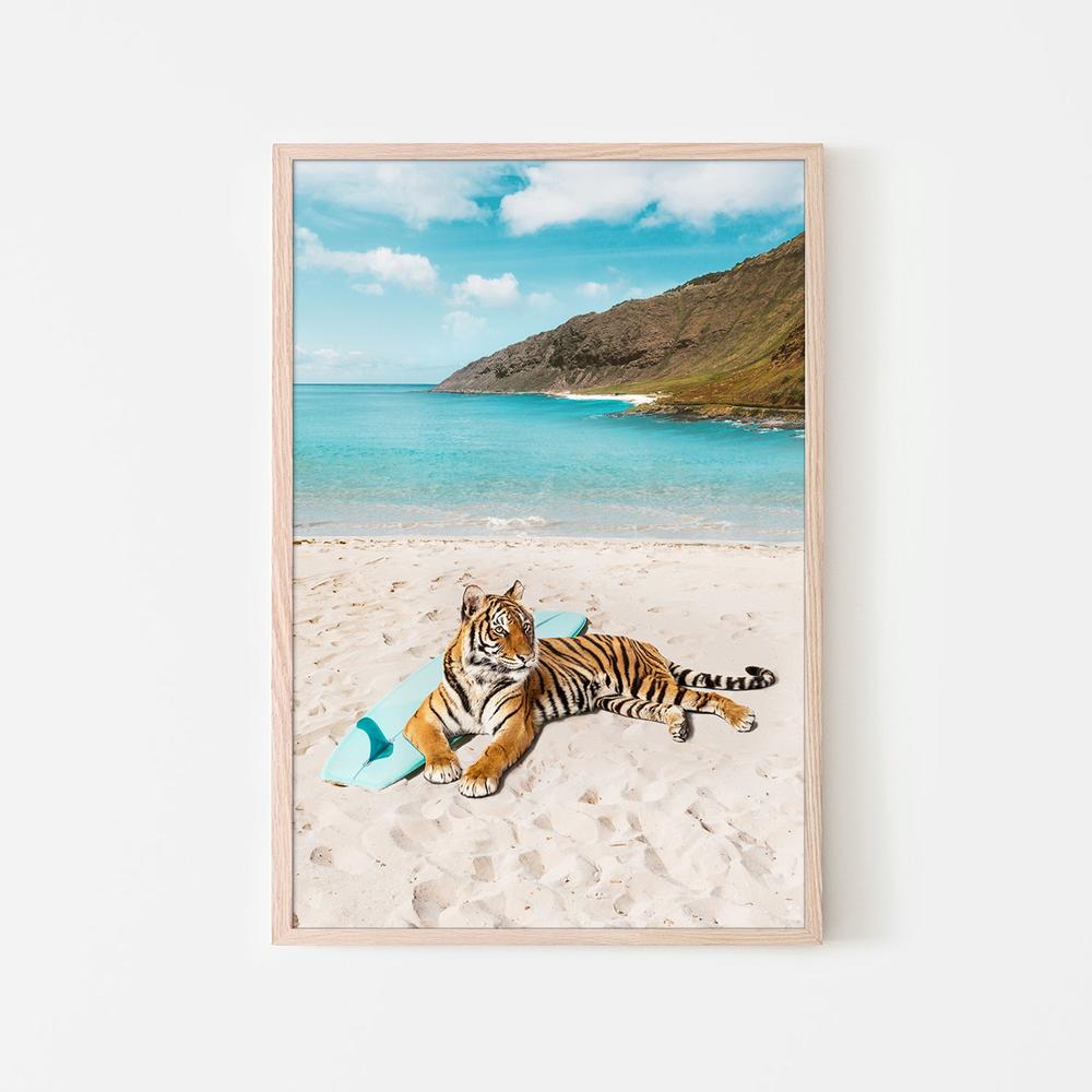 Tiger's Surf Beach-by-Gal Pittel-wall-art-print-canvas-poster-framed-Gioia