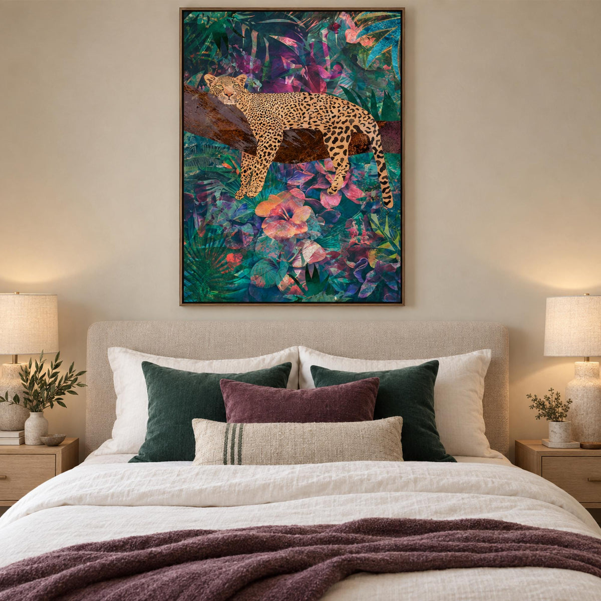 Tropical Jungle Leopard No Glasses lifestyle bedroom image