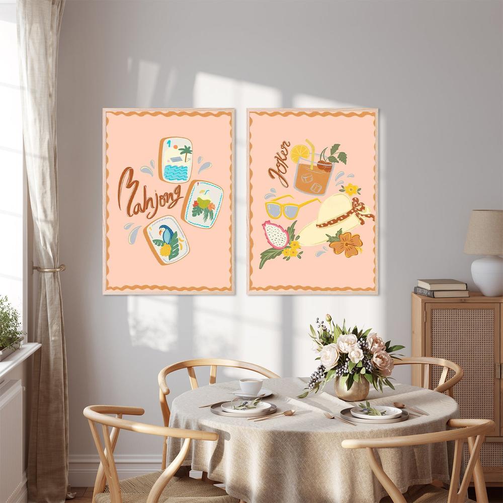 Tropical Mahjong Tiles & Tropical Summer Vibes, Set Of 2-by-Nikita Jariwala-wall-art-print-canvas-poster-framed-Gioia