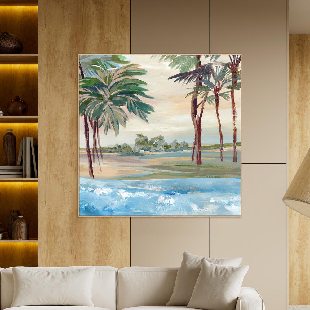 Tropical Shoreline with Palm Trees-by-Lera-wall-art-print-canvas-poster-framed-Gioia