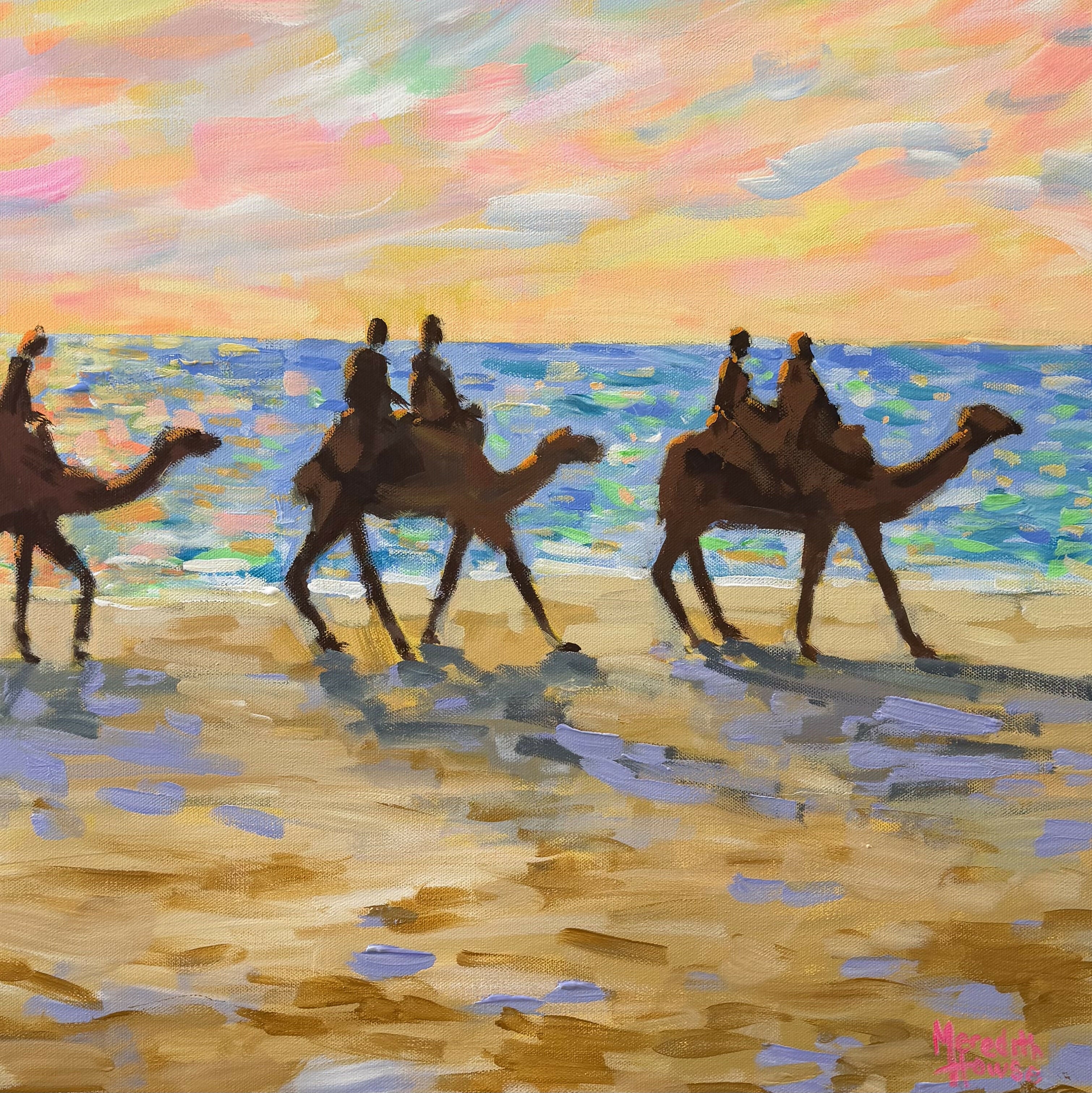 Mindil Beach Sunset Camels. Original hand-painted artwork by Meredith Howse.