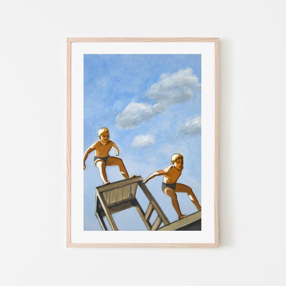 Two Diving Boys-by-Sarah Morrissette-wall-art-print-canvas-poster-framed-Gioia