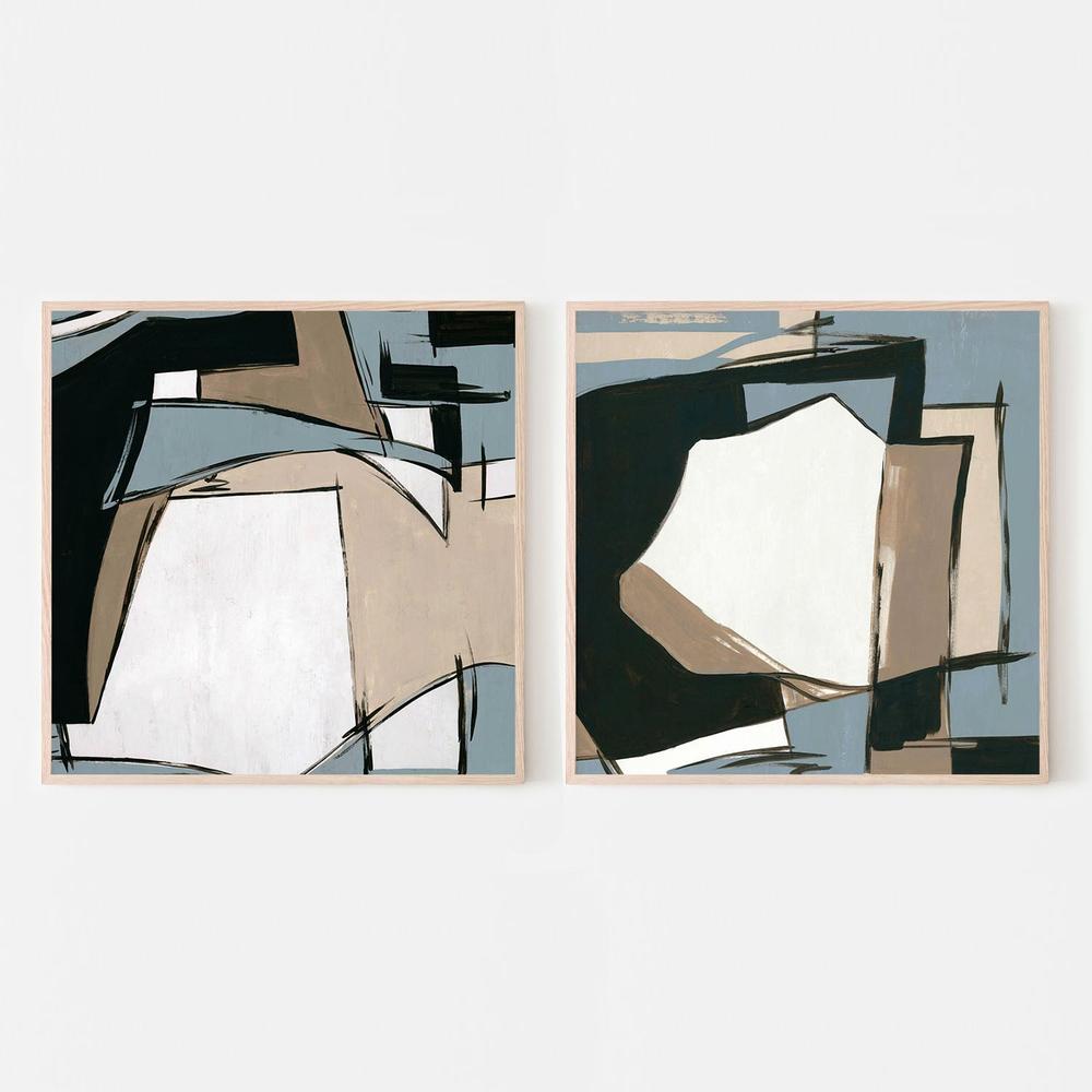 Urban Reflections in Neutral Shades, Style A & B , Set Of 2-by-Lera-wall-art-print-canvas-poster-framed-Gioia