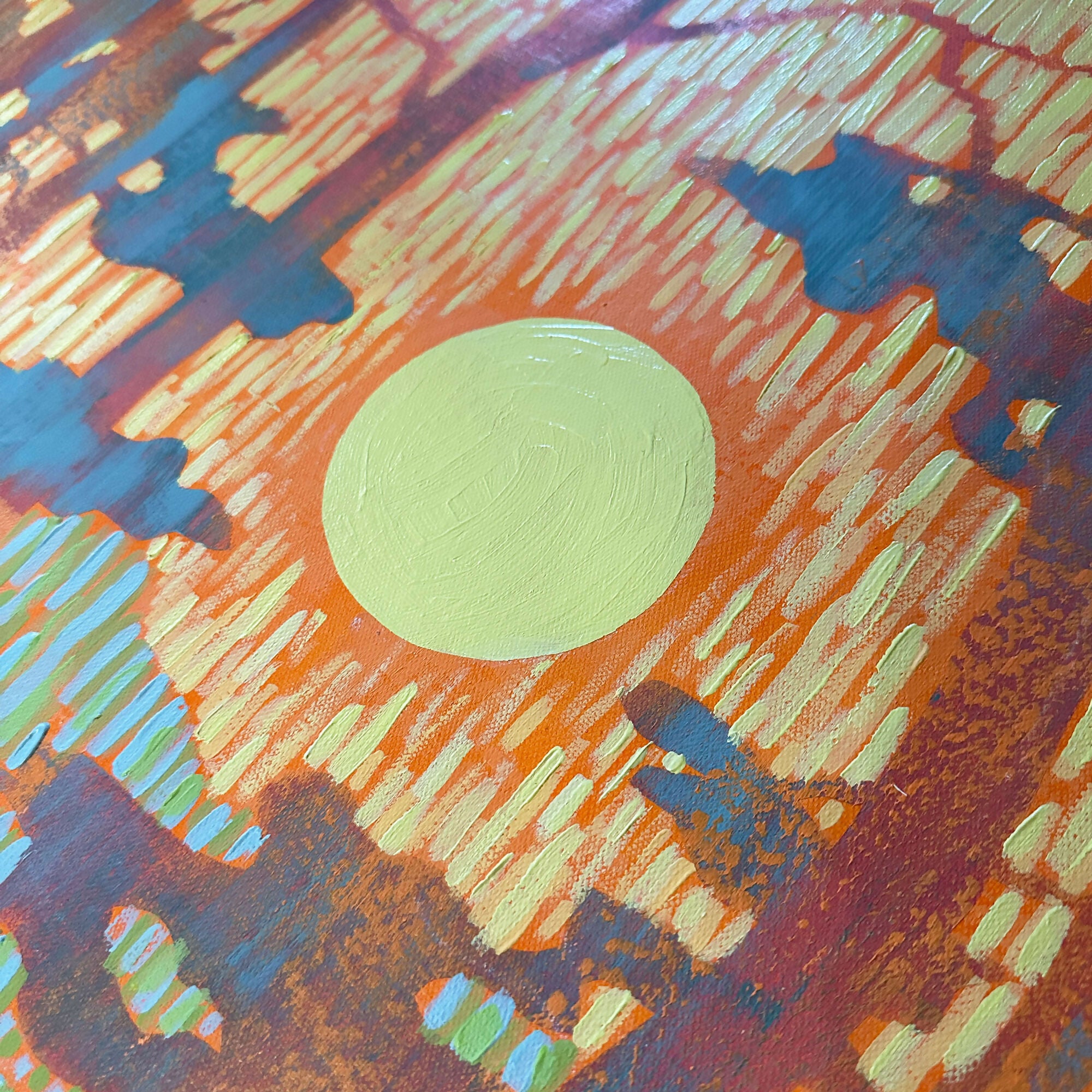 Sunset Between Blue Pines - Original painting