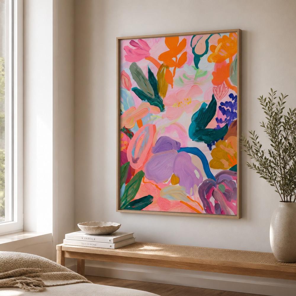 Vibrant Abstract Blooms-by-Stephanie Jeuffroy-wall-art-print-canvas-poster-framed-Gioia