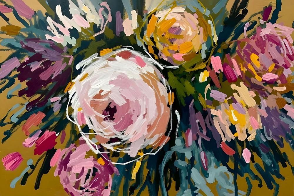 Vibrant Abstract Flowers-by-Edie-wall-art-print-canvas-poster-framed-Gioia