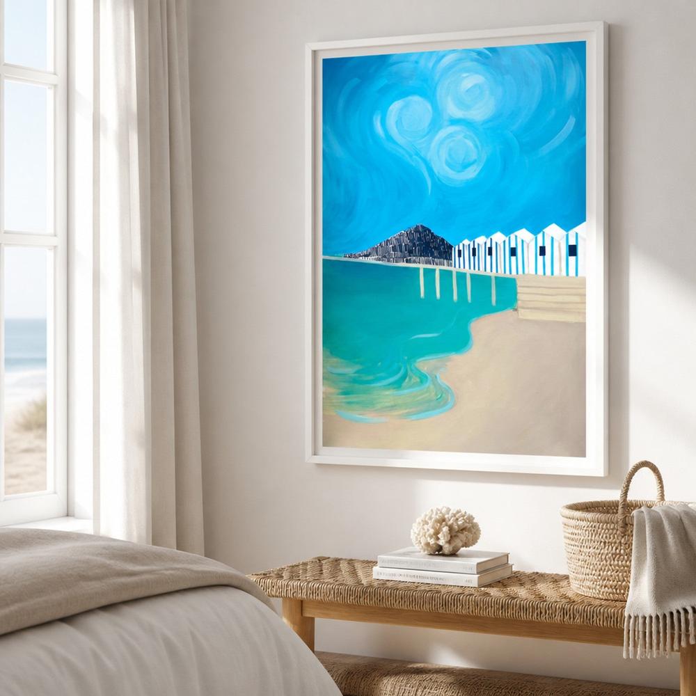 Vibrant Coastal Huts-by-Alex Nereuta-wall-art-print-canvas-poster-framed-Gioia