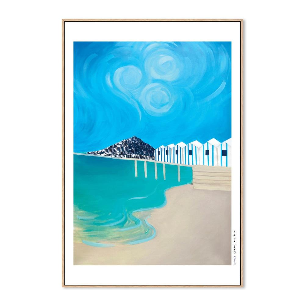 Vibrant Coastal Huts-by-Alex Nereuta-wall-art-print-canvas-poster-framed-Gioia