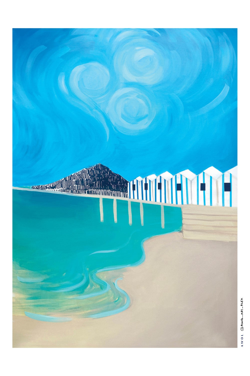 Vibrant Coastal Huts-by-Alex Nereuta-wall-art-print-canvas-poster-framed-Gioia