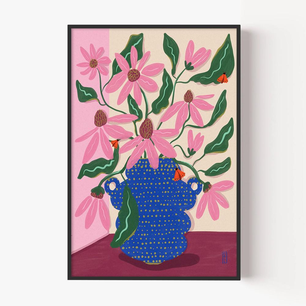 Vibrant Pink Blooms-by-Dirkie Nell-wall-art-print-canvas-poster-framed-Gioia