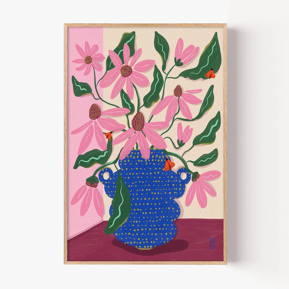 Vibrant Pink Blooms-by-Dirkie Nell-wall-art-print-canvas-poster-framed-Gioia