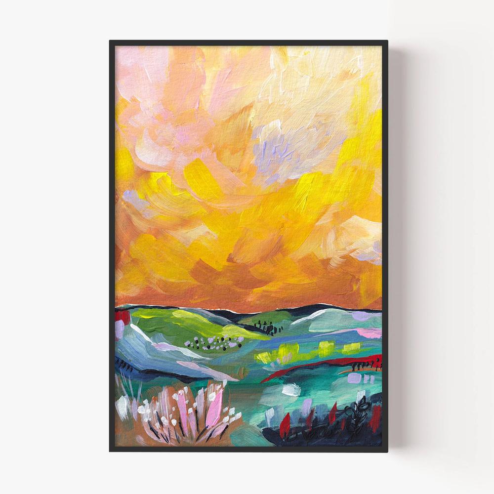 Vibrant Sunset Landscape-by-Dirkie Nell-wall-art-print-canvas-poster-framed-Gioia
