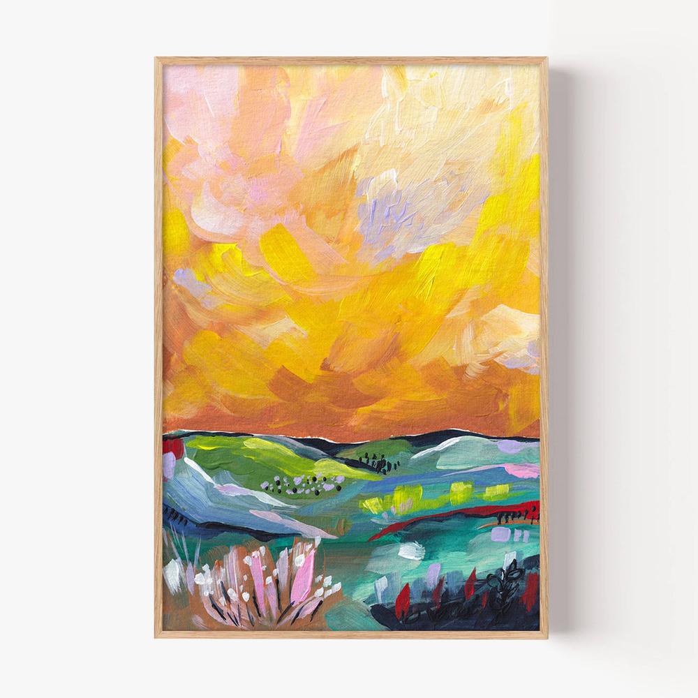 Vibrant Sunset Landscape-by-Dirkie Nell-wall-art-print-canvas-poster-framed-Gioia