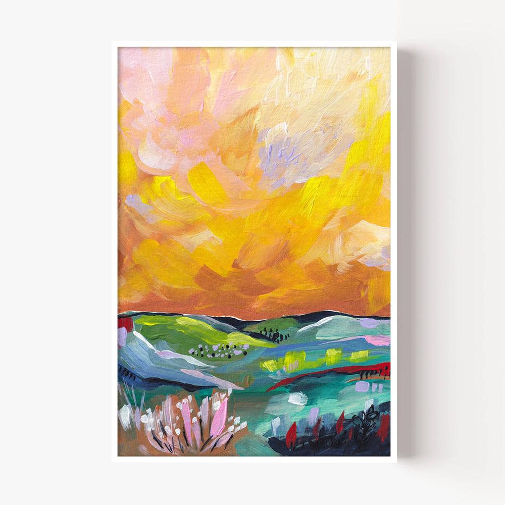 Vibrant Sunset Landscape-by-Dirkie Nell-wall-art-print-canvas-poster-framed-Gioia