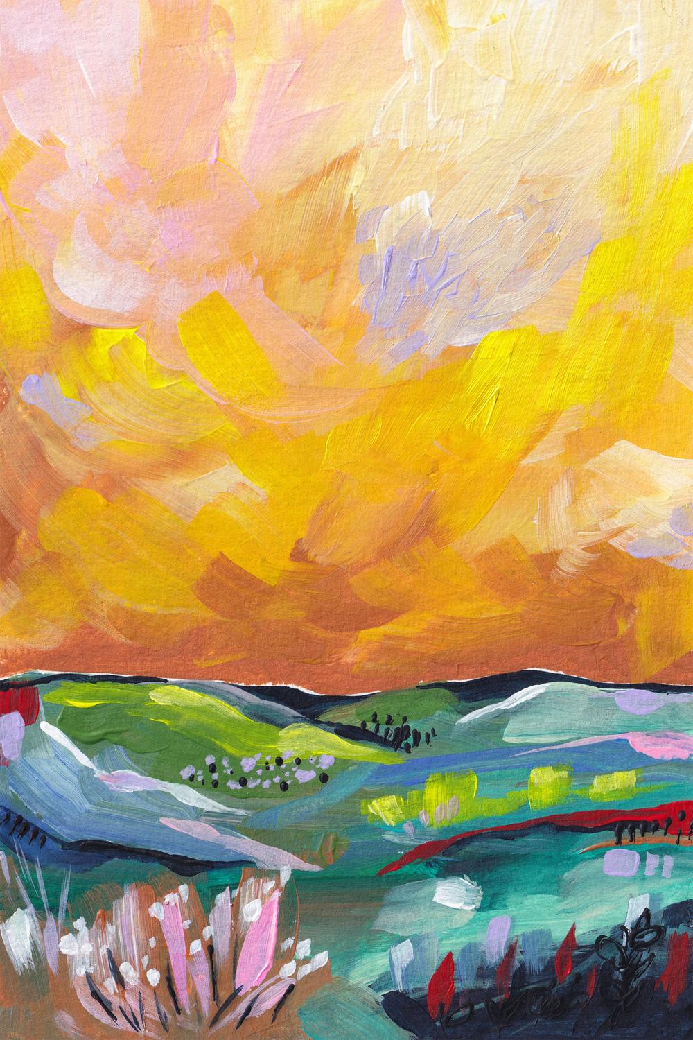 Vibrant Sunset Landscape-by-Dirkie Nell-wall-art-print-canvas-poster-framed-Gioia