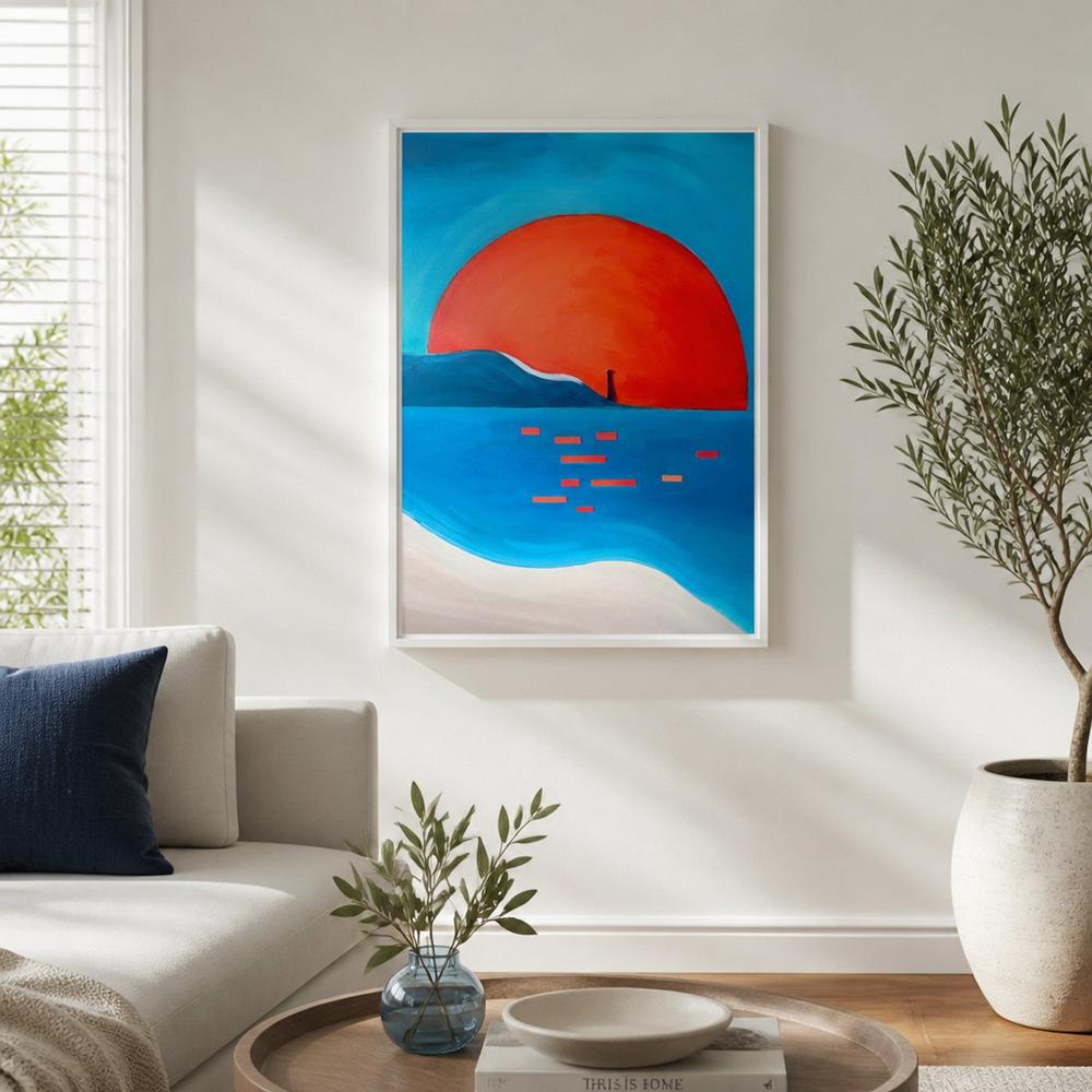 Vibrant Sunset Lighthouse-by-Alex Nereuta-wall-art-print-canvas-poster-framed-Gioia