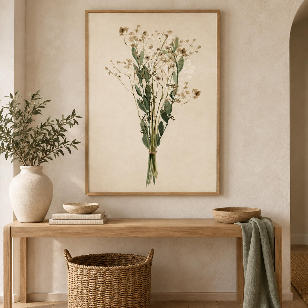 Vintage Dried Bunch Style A wall art styled in a warm entryway