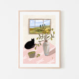 wall-art-print-canvas-poster-framed-A Cat And Olives , By Lia Nell-GIOIA-WALL-ART
