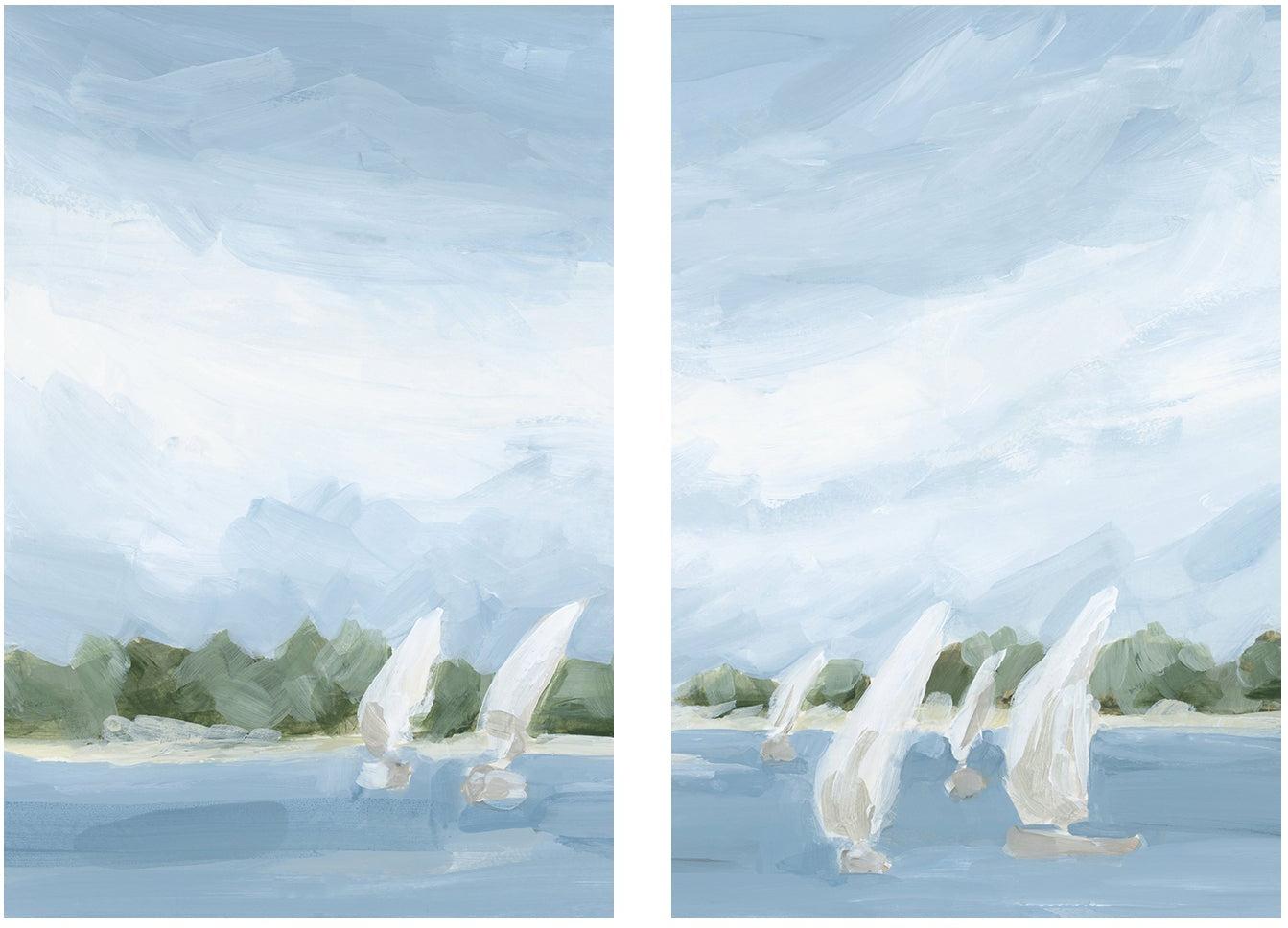 wall-art-print-canvas-poster-framed-A Peaceful Sail , Style A & B , Set Of 2 , By Jetty Home-1